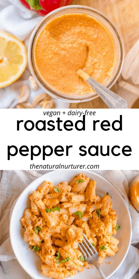 Roasted Veggies Pasta, Veggies Pasta, Vegan Sauce Recipes, Processor Recipes, Roasted Red Pepper Sauce, Healthy Sauces, Pasta Chicken, Red Pepper Sauce, Vegan Sauces