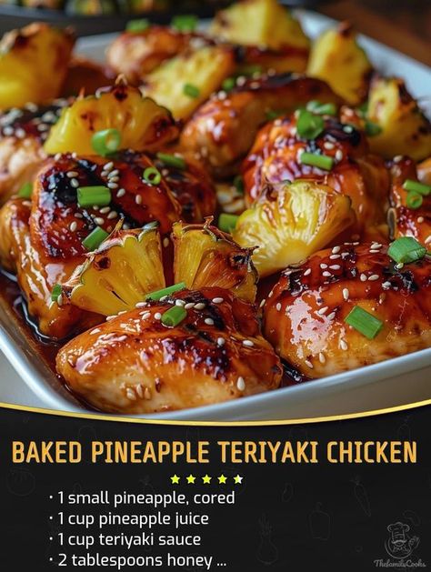 My mommy's recipes Recipes For Healthy Eating, Simple Healthy Dinners Families, Baked Pineapple Teriyaki Chicken, Hawaiian Style Teriyaki Chicken, Pineapple Teriyaki Chicken, Fowl Recipes, Pineapple Teriyaki, Great Dinner Recipes, Baked Pineapple