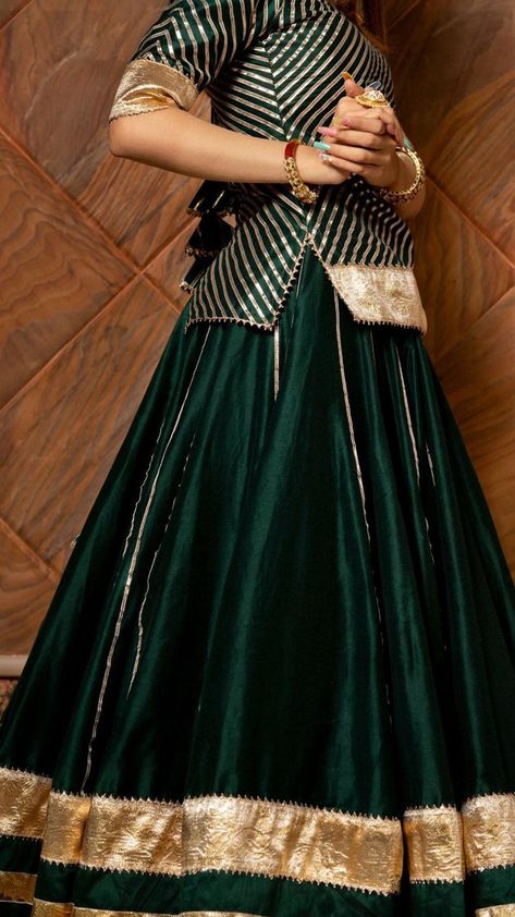 Baisa Dark Green Cotton Silk Lehenga Set for Women - Free Shipping & Easy Returns – Fledgling Wings Dark Green Lehenga, Choli Blouse Design, Long Blouse Designs, Rajasthani Dress, Floral Frocks, Tiered Dresses, Green Lehenga, Dress Book, Choli Designs