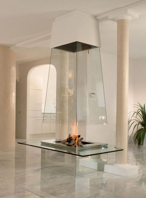 Design Camino, Futuristic Interior Design, Suspended Fireplace, Hanging Fireplace, Glass Fireplace, Contemporary Fireplace, Futuristic Interior, Contemporary Lamps, Contemporary Farmhouse