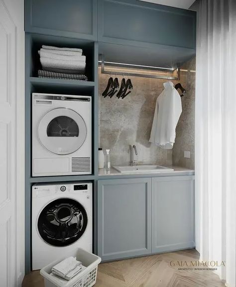 25+ Genius Laundry Room Ideas That Will Maximize Your Space - HubPages Utility Room Inspiration, Laundry Cupboard, Small Utility Room, Utility Room Designs, Stacked Laundry Room, Laundry Room Ideas Small Space, Pantry Laundry Room, Dream Laundry Room, Laundry Room Closet