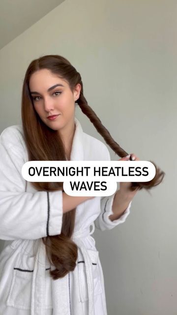 Heatless Body Waves, Heatless Waves For Long Hair, Heatless Curls Twist, Heartless Curls Scrunchie, Heatless Curls Overnight Twists, How To Twist Hair For Curls, Overnight Loose Waves, No Heat Waves For Long Hair, Overnight Curls With Scrunchie