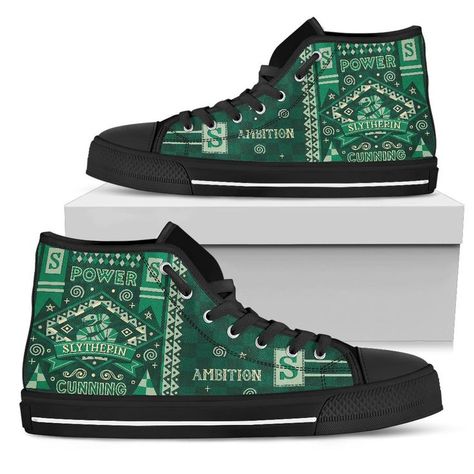 Slytherin Shoes, Harry Potter Shoes, Green Bandana, Geek Women, Mens High Top Shoes, Black High Tops, Mens High Tops, Print Sneakers, Sirius Black