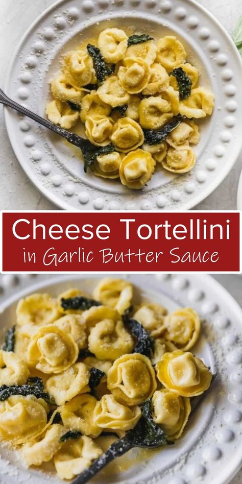 Garlic Cheese Tortellini, Tortellini Recipes Garlic Butter, Tortellini Recipes Butter Sauce, Tortellini With Butter Sauce, Sauce Recipes For Tortellini, Butter Tortellini Recipes, Cheese Tortellini In Garlic Butter Sauce, Garlic Butter Tortellini Recipes, Cheese Tortellini Side Dish