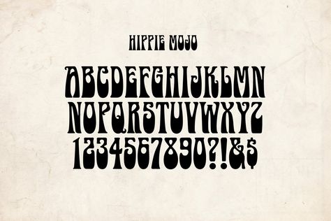 Hippie Mojo Font by Mysterylab Designs on @creativemarket 60s Font Alphabet, Trippy Fonts Alphabet, Hippie Font Alphabet, Indie Fonts, Trippy Lettering, Hippie Sayings, Hippy Font, Hippie Lettering, 1960s Font