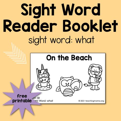 Sight Word Booklets, Sight Word Stories, Sight Word Readers, The Sight Word, Sight Word Books, Preschool Homeschool, Practice Reading, Emergent Readers, First Grade Classroom