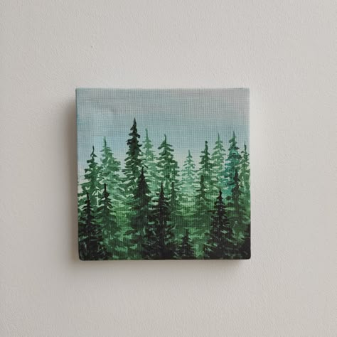 Original small 100% hand painted acrylic canva. Mini forest, Landscape. Spruces and pines painting, tree tops. NOT a print *Size 8x8x0.5 cm Canvas doek It’s painted on all sides, so it looks attractive from any angle. It is a perfect size to sit on your office desk. Great placing on a bedside table or bookcase. The small wooden easel is included. You can also hang up on your wall. It is a delightful gift for your loved ones. Thank You For Visiting My Shop Mini Canvas Forest Painting, Green Mini Paintings, Forest Painting On Canvas, Forest Canvas Painting Easy, Mini Forest Painting, Tree Canvas Painting Easy, Mini Canvas Art Green, Simple Forest Painting, Easy Forest Painting