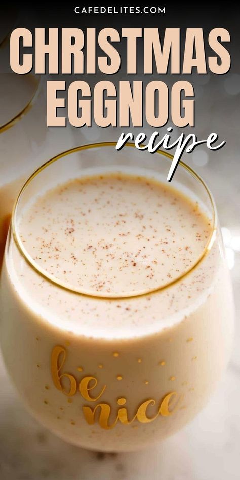 Christmas Dessert Drinks, Egg Nog Recipe Easy, Whipped Egg Whites, Eggnog Drinks, Eggnog Recipe Homemade, Creamy Eggnog, Christmas Eggnog, Easy Eggnog, Delicious Holiday Desserts