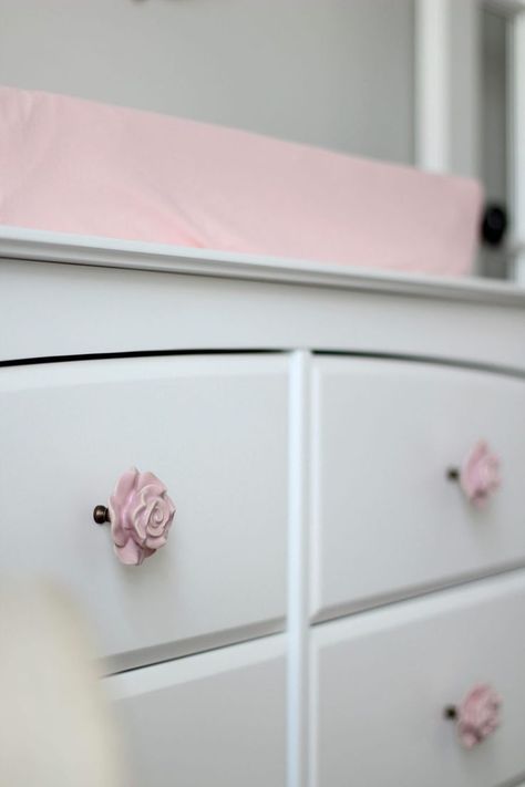 Pink and Gray Nursery Reveal: This post shares ideas, decorations, and resources for creating a baby girl's pink and gray nursery. Whether you are... Rustic Baby Girl Nursery, Girl Nurseries, Pink And Gray Nursery, Girl Nursery Pink, Gray Nursery, Rose Nursery