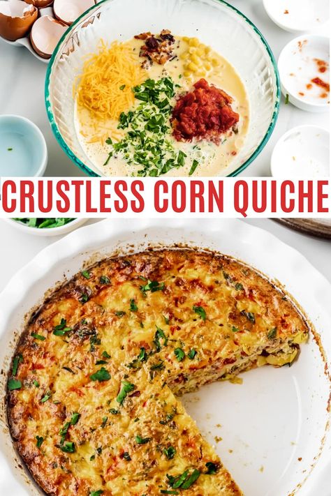 Corn Quiche Recipe, Corn Quiche, Quiche Recipes Crustless, Low Carb Quiche, Savoury Bakes, Keto Breakfasts, Bacon Quiche, Lean Cuisine, Egg Protein