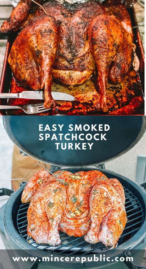 Smoked Spatchcock Turkey, Spatchcock Turkey Recipe, Smoked Turkey Breast Recipe, Smoked Whole Turkey, Christmas Bbq, Spatchcock Turkey, Winter Bbq, Big Green Egg Recipes, Green Egg Recipes