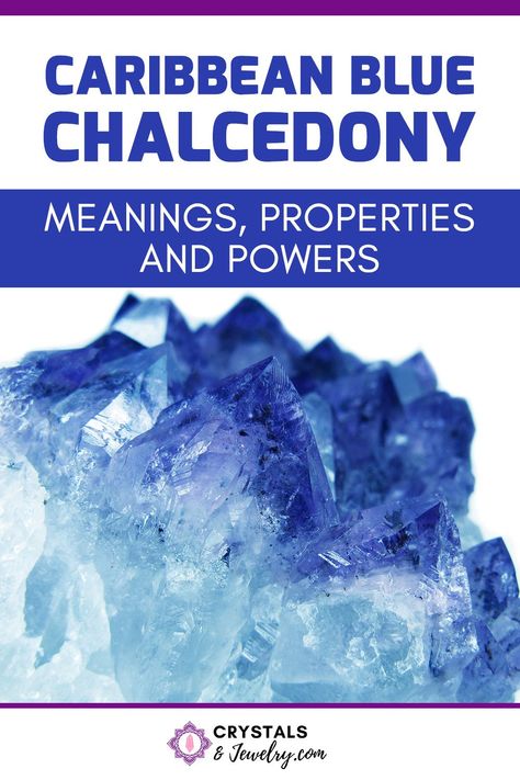 Caribbean Blue Chalcedony is the stone for you if you want to improve your communications. It’s a strong throat chakra stone that will address all issues that affect this particular energy center.  Learn what makes this stunning blue stone a must-have for your collection, its healing properties, benefits, chakra use, and so much more in this guide. Chalcedony Meaning, Blue Gold Stone Crystal Meaning, Blue Chalcedony Crystal Meaning, Wicca Crystals, Blue Crystals Stones, Wicca For Beginners, Blue Chalcedony Spiritual Necklace, Crystal Altar, Blue Multi-stone Spiritual Gemstones