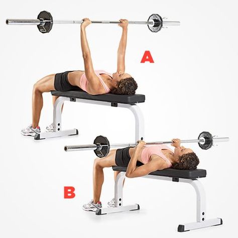 Barbell Bench Press 5 Day Workout Routine, Barbell Bench Press, Bench Press Workout, Thursday Workout, 5 Day Workouts, Barbell Press, Monday Workout, Barbell Workout, Workout Routines For Women