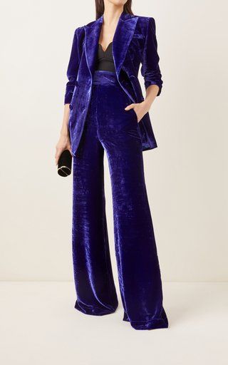 Purple Suits, Velvet Suit, Velvet Pants, Looks Chic, Look Vintage, Classic Outfits, Cosplay Outfits, Lapel Collar, Wide Leg Trousers