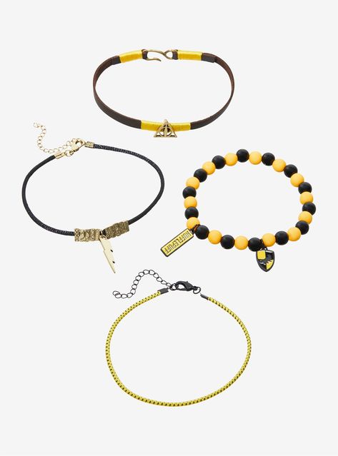 Harry Potter Hufflepuff Bracelet Set Hufflepuff Bracelet, Hot Topic Harry Potter, Hufflepuff Outfit, Harry Potter Earrings, Harry Potter Bracelet, Harry Potter Owl, Harry Potter Merch, Harry Potter Luna Lovegood, Harry Potter Games