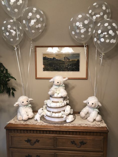 Sheep Party Decorations, Sheep Themed Baby Shower Ideas, Lamb Theme Baby Shower Ideas, Sheep Baby Shower Theme, Sheep Baby Shower Ideas, Little Lamb Baby Shower Ideas, Lamb Baby Shower Theme, Baby Lamb Baby Shower, Nursery Room Themes