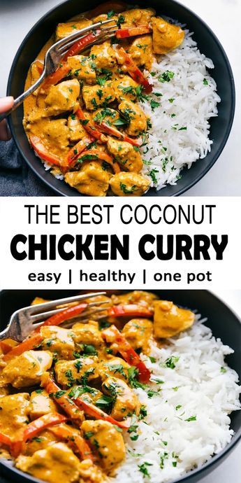 Coconut Curry Chicken Recipes, Coconut Chicken Curry, Cibo Asiatico, Coconut Chicken, Coconut Curry Chicken, Easy Chicken Curry, Curry Chicken Recipes, Recipe Chicken, Dinner Easy