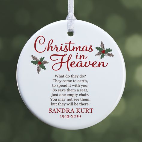 Heaven Design, Christmas In Heaven Ornament, Heaven Ornament, Personalized Memorial Gifts, Christmas In Heaven, Custom Memorial, Custom Christmas Ornaments, Holiday Crafts Christmas, Memorial Ornaments