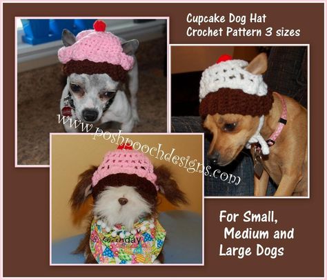 (4) Name: 'Crocheting : Cupcake Dog Hat 3 sizes S M L