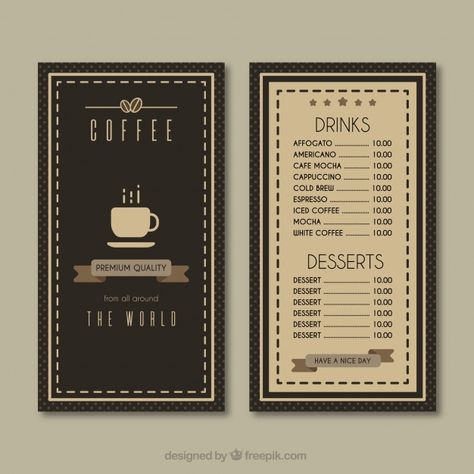 Menú vintage de cafetería vector gratuit... | Free Vector #Freepik #freevector #banner #vintage #menu #cafe Coffee Shop Banner, Cafeteria Vintage, Coffee Menu Design, Restaurant Poster, Elegant Wedding Invitation Card, Coffee Icon, Vintage Menu, Food Banner, Menu Cover