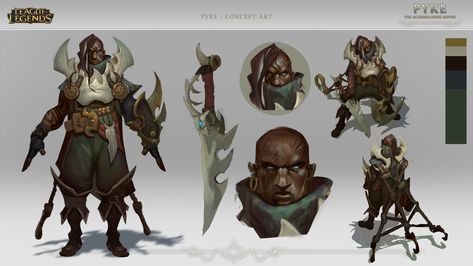 ArtStation - Pyke "The Bloodharbor Ripper" -Concept Art- League of Legends, Daniel Orive Leona League Of Legends, League Of Legends Characters, Character Design Sketches, Game Concept Art, Lol League Of Legends, Game Character Design, Character Designs, Cartoon Shows, Art Portfolio