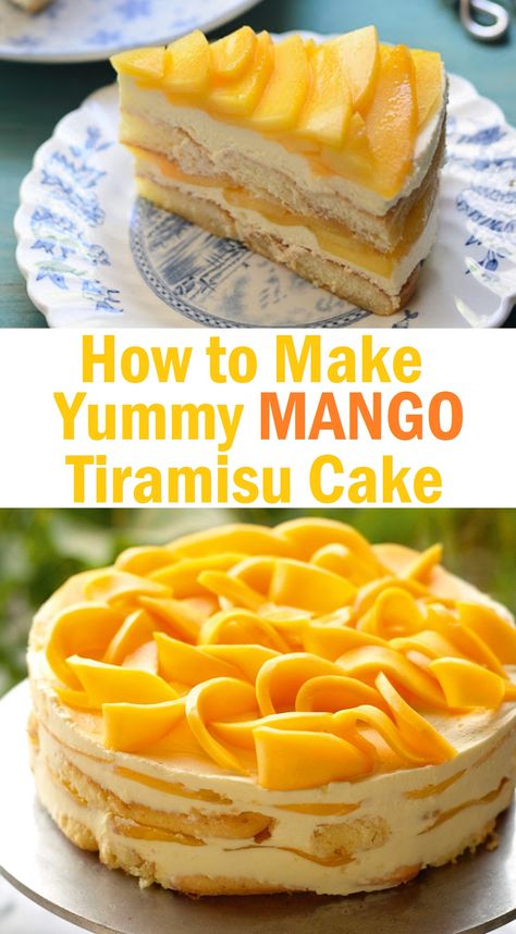 Cold Dessert Ideas, Mango Tiramisu Recipe, Fancy Desserter, Mango Desserts, Cold Dessert Recipes, Kek Lapis, Icebox Cake Recipes, Cold Cake, Resipi Kek