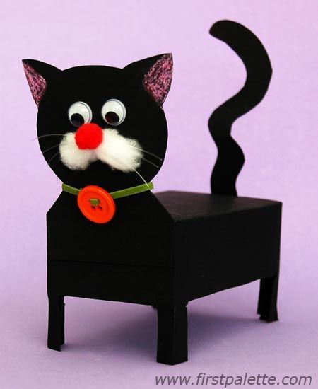 5 Cat Crafts For Young Children - diy Thought. Box cat craft Cat Crafts Kids, Cat Diy Crafts, Kids Valentine Boxes, Kat Diy, Valentine Card Box, Valentine Day Boxes, Handprint Crafts, Cat Kids, Halloween Diy Crafts