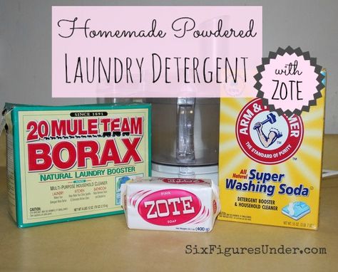 Make your own homemade powdered laundry detergent made from Zote Soap, Washing Soda, and Borax. Way cheaper than commercial detergent! Making Laundry Detergent, Homemade Laundry Detergent Liquid, Homemade Laundry Detergent Recipes, Diy Laundry Soap, Homemade Detergent, Laundry Detergent Recipe, Detergent Recipe, Diy Laundry Detergent, Powder Laundry Detergent