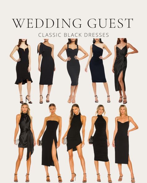 Black Wedding Guest Dress Summer, August Wedding Guest Outfit, Black Dress For Wedding Guest, Black Wedding Guest Outfits, Black Dress Wedding Guest, Cocktail Dresses For Weddings, Black Wedding Guest, Spring Wedding Guest Dresses, Wedding Guest Spring