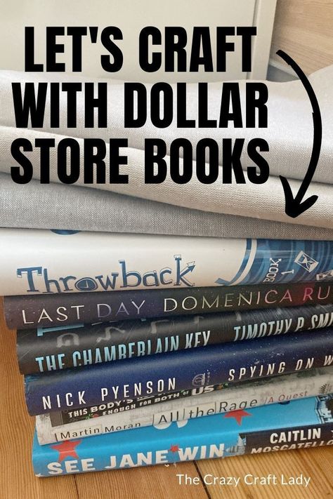 Craft with Dollar Store Books - How to Make Fabric-Covered Books How To Wrap Books For Decor, Wrapped Books Decor, Wrap Books In Paper Decor, Diy Books For Decor, How To Cover Books With Fabric, Making Books Look Vintage, Upcycle Film Negatives, Using Books To Decorate, Dollar Tree Bookends