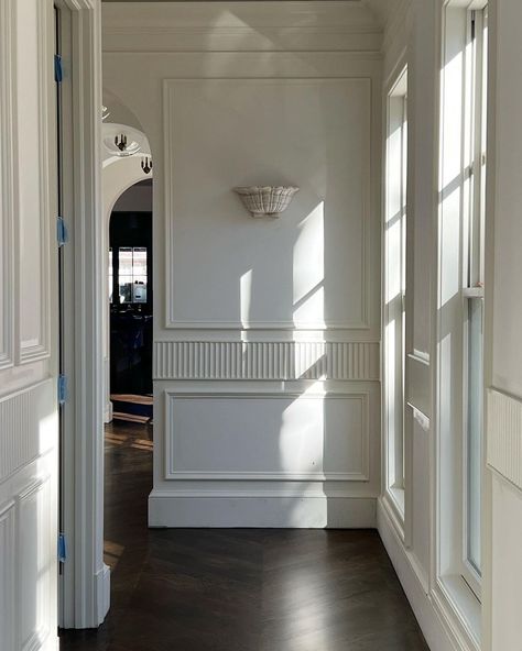 All Posts • Instagram Wallpaper In Paneling, Modern Millwork Details, Wall Inlet Decor, Corner Molding Ideas, Ceiling Detail Ideas, Colonial Paneling, Interior Molding And Trim, Trim In House, Hallway Millwork