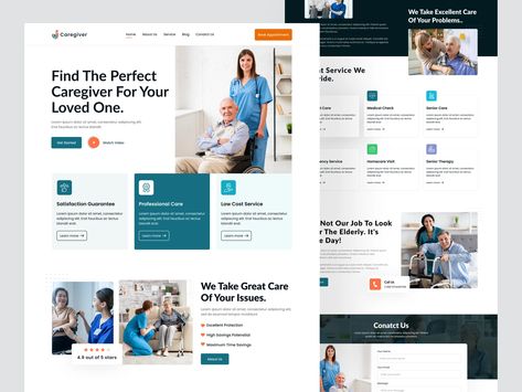 Senior Care Services - Caregiver Website Design by Tariqul islam on Dribbble Home Care Website Design, Senior Health Care, Geriatric Care, Home Images, Header Design, Business Website Design, Senior Health, Health Care Services, Senior Care