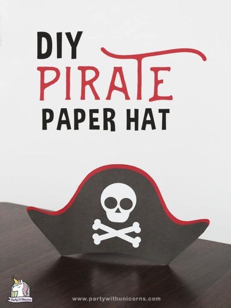 Printable Pirate Hat For Kids. Free template available to download and use. Perfect for a pirate party prop or as a pirate afternoon craft activity. #pirates #pirateparty #piratecrafts #piratehat #boyspartyideas #hats #craftsforkids #craftsfortoddlers #craftsforchildren #crafttemplates #tptfreebie #tptresources How To Make Pirate Hats, How To Make A Pirate Hat, Pirate Hat Craft, Printable Pirate Hat, Make A Pirate Hat, Pirate Hat Template, Pirate Hat Crafts, Pirate Hats For Kids, Boys Birthday Party Games