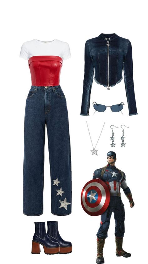 Avengers Photoshoot, Avengers Inspired Outfits, Captain America Outfit, Avengers Outfits, America Outfit, Inspired Outfits, The Avengers, Captain America, Avengers