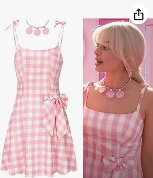 Pink Plaid Dress, Movie Cosplay, Vintage Pink Dress, Women Costume, Barbie Costume, Pink And White Dress, Floral Skater Dress, Lace Skater Dress, Cosplay Halloween