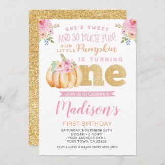 Little Pumpkin First Birthday, Fall Birthday Invitations, Luau Birthday Invitations, Fall 1st Birthdays, Birthday Pumpkin, Pumpkin Girl, Pumpkin 1st Birthdays, Pumpkin First Birthday, Gold First Birthday