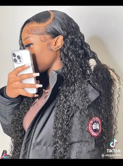 Deep Side Part Wet And Wavy, Side Part Wig Deep Wave, Deep Wave Deep Side Part, Water Wave Wig Hairstyles With Braids, Deep Water Wave Wig Styles, Water Wave Wig Hairstyles Side Part, Side Part Curly Hair Wig, Deepwave Frontal Hairstyles Side Part, Deep Side Part Water Wave Wig