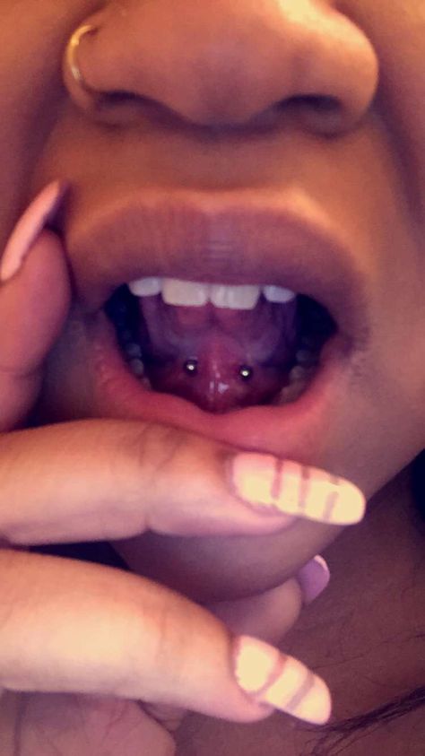 Got my tongue web pierced Under Tounge Piercing, Tongue Web, Cute Tongue Piercing, Tongue Web Piercing, Piercings Tongue, Web Piercing, Tongue Piercings, Piercings Ideas, Piercing Chart