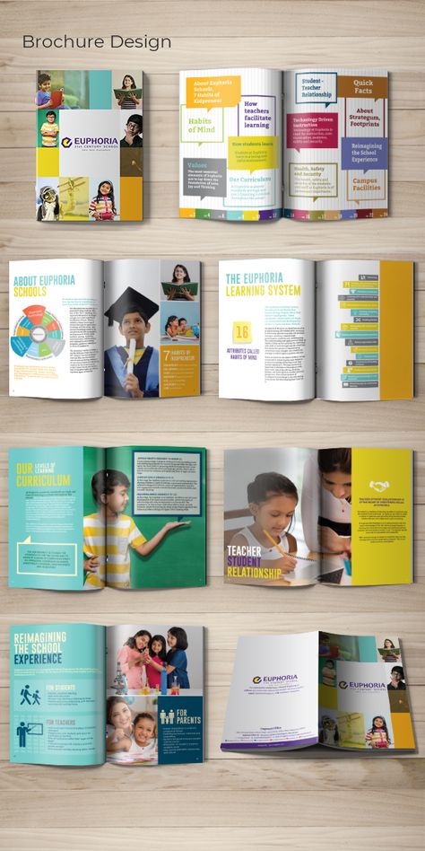 School Pamphlet Design Creative, School Booklet Design, Book Layout Design Inspiration Creative, School Magazine Ideas Layout Design, School Brochure Design Ideas, School Brochure Design Creative, Euphoria High School, School Magazine Design, School Prospectus Design