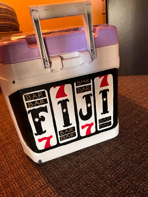 Frat Painting Ideas, Frat Coolers Ideas Boyfriends, Casino Frat Cooler, Name On Frat Cooler, Miami Frat Cooler, Fiji Frat Coolers Ideas, Fiji Cooler Fraternity, Nola Frat Cooler Ideas, Beach Weekend Cooler Fraternity