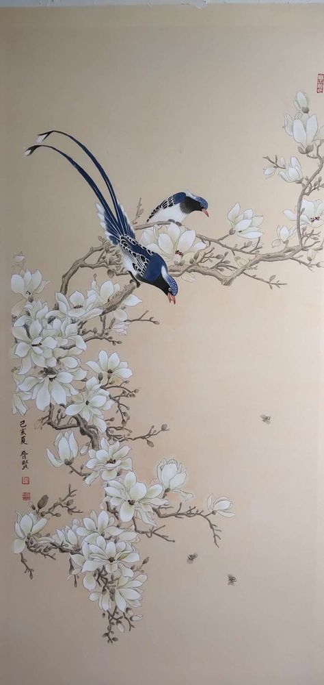 Chinese Painting Traditional, Chinese Painting Flowers, Chinese Flowers, Asian Artwork, Chinese Folk Art, Asian Flowers, Japan Painting, Chinese Art Painting, Instruções Origami