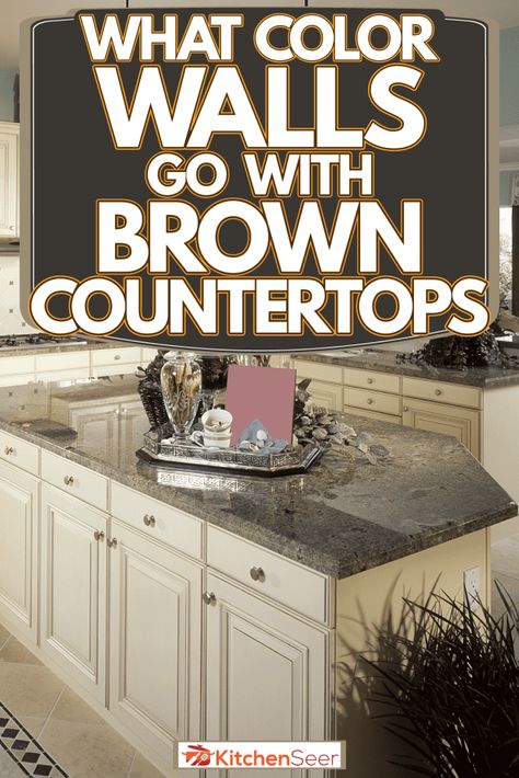 Chocolate Granite Countertops, Kitchen Colors With Brown Countertops, Kitchen Wallpaper Ideas Brown Cabinets, Kitchen With Brown Marble Countertops, Brown Granite Countertops Bathroom Decor, Baltic Brown Granite Kitchen Ideas Modern, Brown Quartz Bathroom Countertops, Best Cabinet Color With Brown Granite, Painted Cabinets Brown Granite