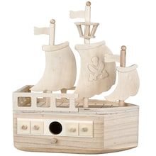 TABLE CENTERPIECE Pirate Ships Diy, Wooden Pirate Ship, Pirate Ship Craft, Ship Diy, Wooden Birdhouse, Crows Nest, Ship Craft, Crow's Nest, Birthday Party Centerpieces