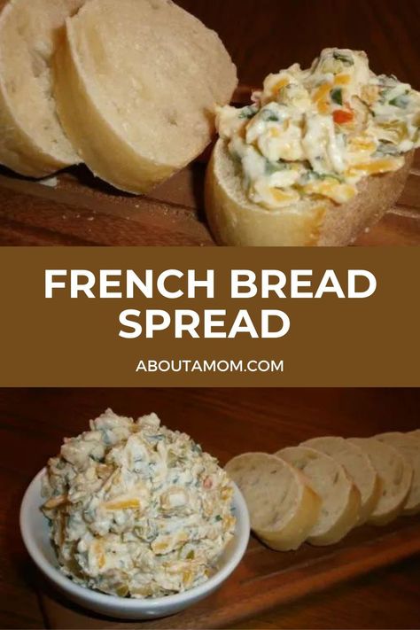 This deliciously cheesy and creamy spread is perfect on french bread and a great Easter recipe. It will be a perfect appetizer and accompaniment with your ham dinner. Baked Bread Appetizer, French Bread Dip Appetizers, How To Serve Bread At A Party, Dip For French Bread, Dip With Baguettes, Appetizers With French Bread, French Bread Dip, Dip For Baguette Bread, Recipes That Use French Bread