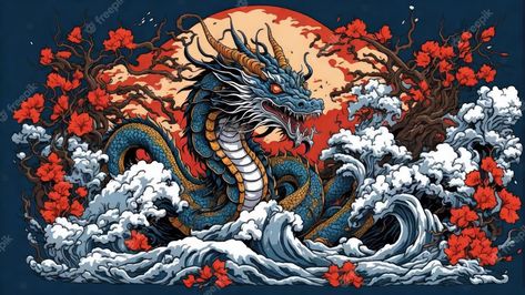 Premium AI Image | japanese dragon on waves Dragon Png, Dragon Clipart, Pc Photo, Art Asiatique, Japanese Dragon, Art Japonais, Year Of The Dragon, Dragon Design, Chinese Dragon