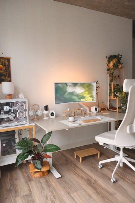 Earthy Modern, A Peaceful Place, Modern Living Space, Love Earth, Cozy Office, Cozy Home Office, Desk Inspiration, Peaceful Place, Office Room Decor