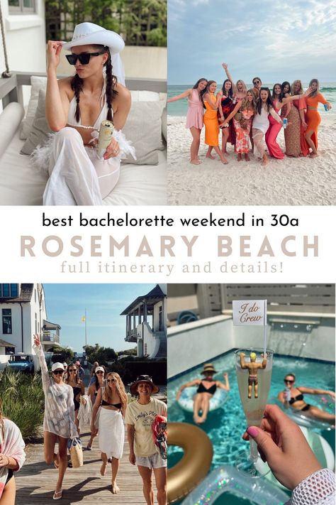 If you're looking for the most relaxing, wholesome, and fun bachelorette party itinerary, then visit the 30A, Rosemary Beach area! Rosemary Beach Florida Wedding, Virginia Beach Bachelorette Party, Best Beach Bachelorette Locations, Destin Bachelorette Party Itinerary, Rosemary Beach Itinerary, Rosemary Bachelorette Party, 30a Florida Bachelorette Party, Destin Fl Bachelorette Party, Alys Beach Bachelorette