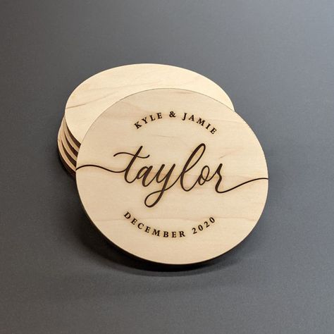 * 3.75 inches in diameter* 1/4 inch thick* High-quality Maple Birch Plywood Wood Coasters Wedding, House Description, Wedding Coasters Favors, Birthday Wine Label, Engraved Coasters, Custom Wine Labels, Water Wedding, Wedding Coasters, Birthday Wine