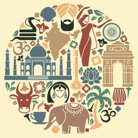 Cultural Diversity India, Make In India Logo Design, Indian Logos Traditional, Culture Of India Art, Cultural Logo Design, Indian Illustration Culture, Make In India Logo, Indian Culture Illustration, Culture Logo Design