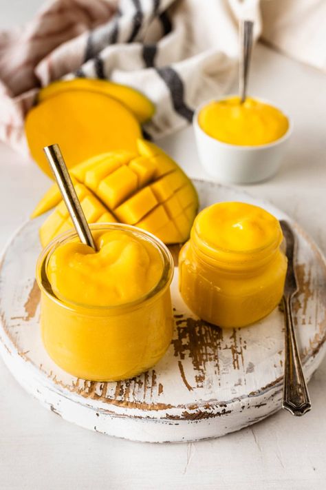 Mango Curd is easy to make and delicious #mango #curd Mango Custard Recipe, Curd Recipes, Mango Cupcakes, Lemon Poppy Seed Cookies, Mango Curd, Fruit Curd, Cake Filling Recipes, Mango Cream, Mango Cake